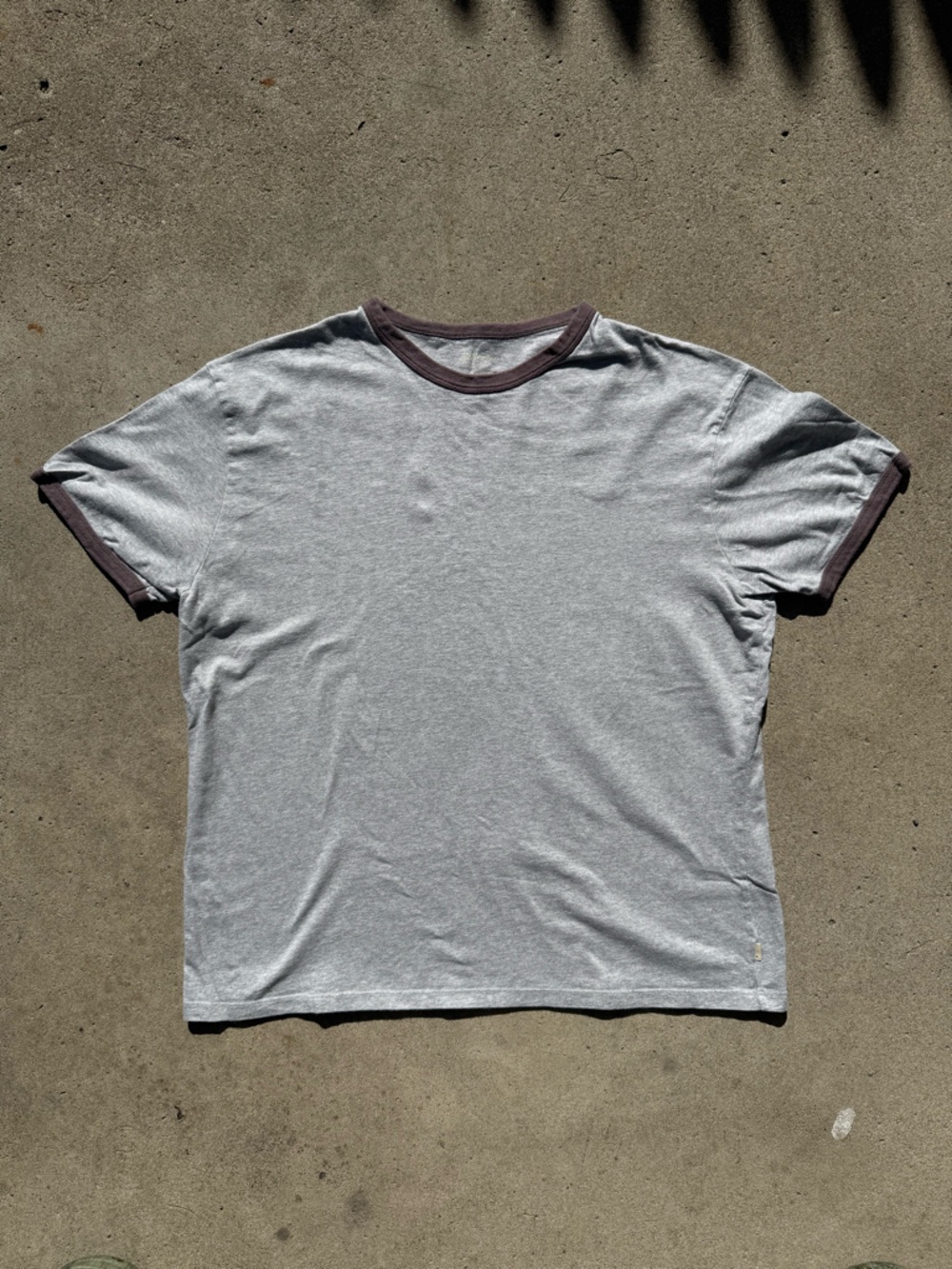 Bellerose Gray Ringer Tee with Maroon Trim